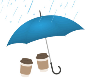 傘とコーヒー